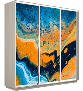 Шкаф 3-дверный Экспресс 1800х600х2200, Абстракция оранжево-голубая/шимо светлый во Владивостоке