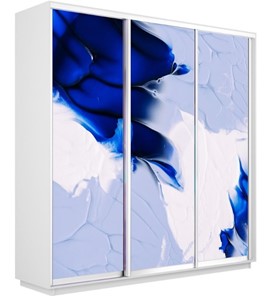 Шкаф 3-х створчатый Экспресс 1800х600х2400, Абстракция бело-голубая/белый снег во Владивостоке