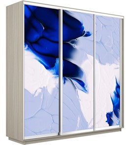 Шкаф 3-дверный Экспресс 1800х600х2400, Абстракция бело-голубая/шимо светлый в Артеме