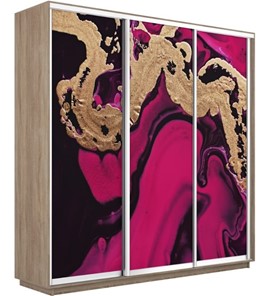 Шкаф 3-створчатый Экспресс 1800х600х2400, Абстракция розовая/дуб сонома во Владивостоке