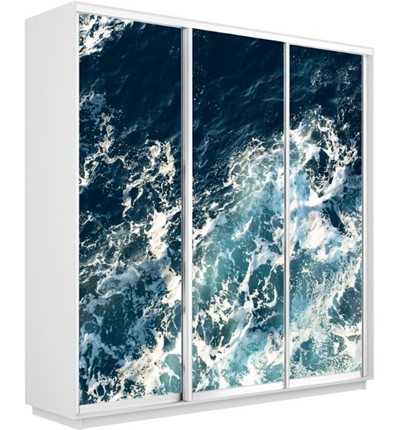 Шкаф 3-х створчатый Экспресс 1800х600х2400, Морские волны/белый снег во Владивостоке - изображение