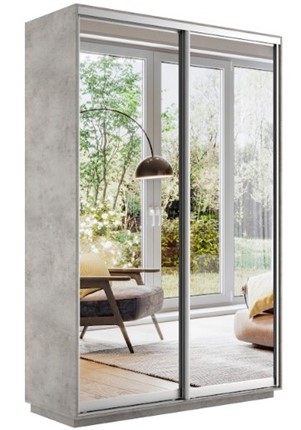 Шкаф 2-х дверный Экспресс (2 зеркала) 1200x450x2200, бетон в Артеме - изображение