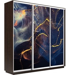 Шкаф 3-створчатый Экспресс 2100х450х2200, Абстракция золотая пыль/венге во Владивостоке