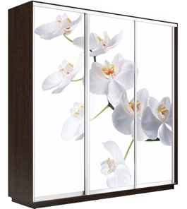 Шкаф трехдверный Экспресс 2100х450х2200, Орхидея белая/венге в Артеме