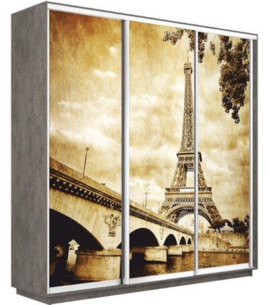 Шкаф 3-дверный Экспресс 2100х450х2200, Париж/бетон во Владивостоке - изображение