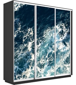 Шкаф 3-створчатый Экспресс 2100х450х2400, Морские волны/серый диамант в Артеме