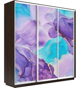 Шкаф 3-створчатый Экспресс 2100х600х2400, Абстракция фиолетовая/венге в Артеме