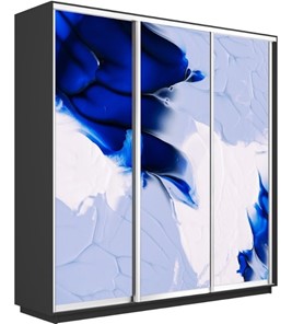 Шкаф 3-створчатый Экспресс 2400х450х2200, Абстракция бело-голубая/серый диамант во Владивостоке