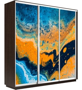 Шкаф 3-створчатый Экспресс 2400х450х2200, Абстракция оранжево-голубая/венге во Владивостоке