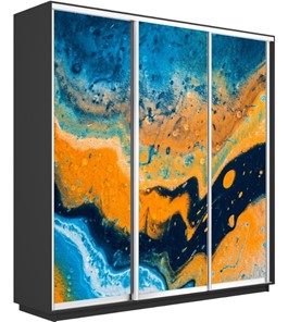 Шкаф Экспресс 2400х600х2200, Абстракция оранжево-голубая/серый диамант в Артеме