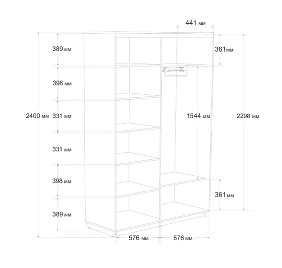 Шкаф 2-створчатый Экспресс (ДСП/Зеркало) 1200х450х2400, бетон в Уссурийске - изображение 7