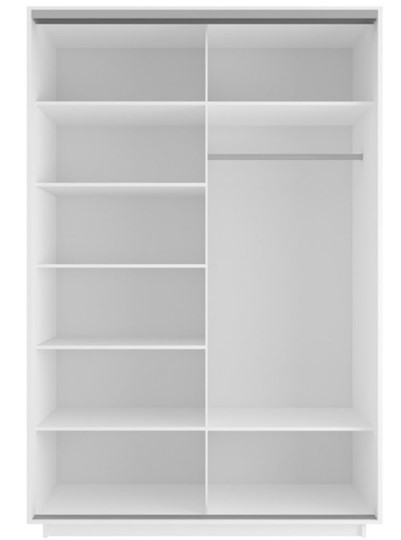 Шкаф 2-дверный Экспресс (ДСП/Зеркало) 1400х600х2400, белый снег в Артеме - изображение 1
