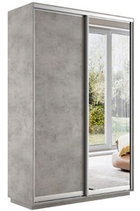 Шкаф 2-х дверный Экспресс (ДСП/Зеркало) 1600х450х2400, бетон в Уссурийске