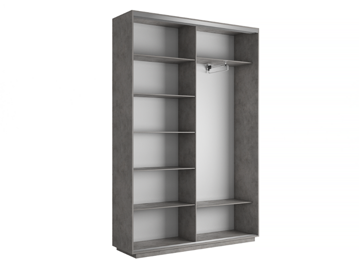 Шкаф 2-х дверный Экспресс (ДСП/Зеркало) 1600х450х2400, бетон в Артеме - изображение 3
