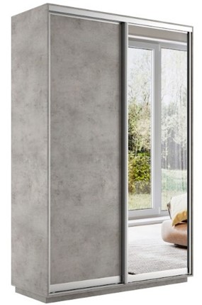 Шкаф 2-х дверный Экспресс (ДСП/Зеркало) 1600х450х2400, бетон в Артеме - изображение
