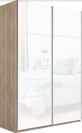 Шкаф 2-х створчатый Прайм (Белое стекло/Белое стекло) 1600x570x2300, дуб сонома в Артеме - изображение