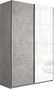 Шкаф двухдверный Прайм (ДСП/Белое стекло) 1200x570x2300, бетон в Артеме - предосмотр