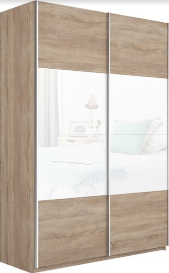 Шкаф 2-х дверный Прайм (ДСП/Белое стекло) 1200x570x2300, дуб сонома в Артеме - изображение 4