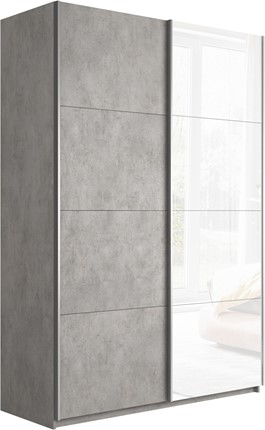 Шкаф 2-х створчатый Прайм (ДСП/Белое стекло) 1600x570x2300, бетон в Артеме - изображение