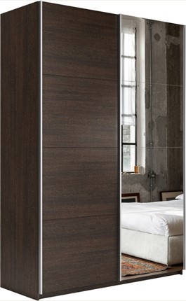 Шкаф 2-х дверный Прайм (ДСП/Зеркало) 1600x570x2300, венге в Артеме - изображение