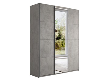 Шкаф трехдверный Широкий Прайм (2 ДСП / Зеркало) 2400x570x2300, Бетон в Артеме