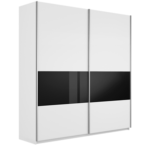 Шкаф двухдверный Широкий Прайм (ДСП / Черное стекло) 2200x570x2300, Белый снег в Артеме