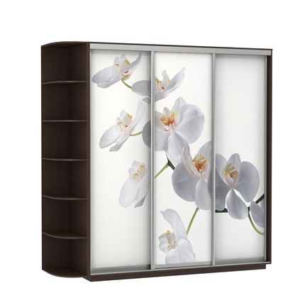 Шкаф трехдверный Экспресс со стеллажом, 2700х600х2400, Орхидея белая/венге во Владивостоке - изображение
