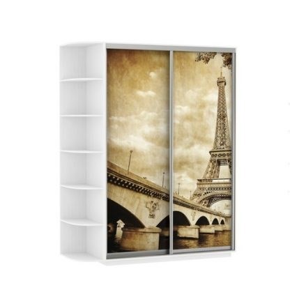 Шкаф 2-дверный Хит, 1500x600x2200, фотопечать, со стеллажом, париж, белый снег в Артеме - изображение