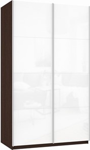 Шкаф 2-х створчатый Прайм (Белое стекло/Белое стекло) 1400x570x2300, венге в Уссурийске