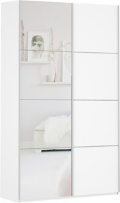 Шкаф Прайм (ДСП/Зеркало) 1200x570x2300, белый снег в Артеме - предосмотр
