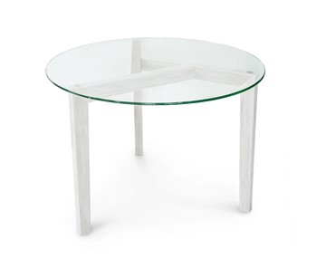 Круглый столик Оникс-7, Выбеленный дуб/Прозрачное стекло в Уссурийске