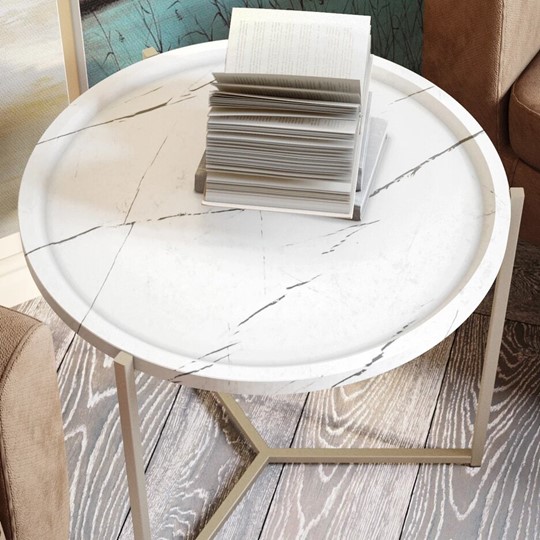 Журнальный стол Бруно, белый мрамор/титан в Артеме - изображение 3