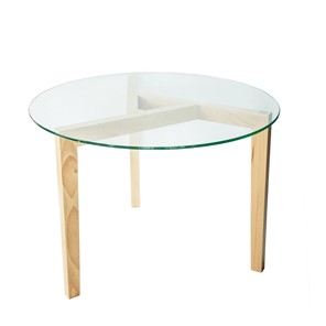 Круглый стол Оникс-7, Натуральный массив/Прозрачное стекло в Находке