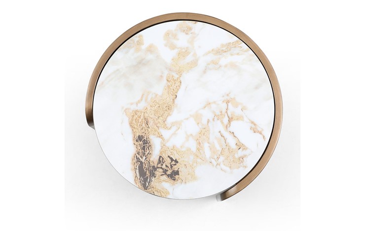Стол круглый журнальный ET3095CI (D40) белая керамика /бронзовый в Находке - изображение 3