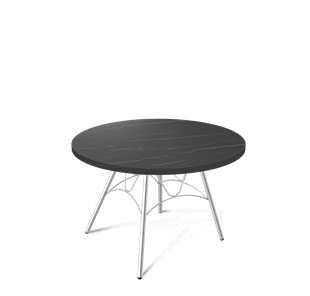 Круглый столик SHT-S100 / SHT-ТT 60 ЛДСП (камень пьетра гриджио черный/хром лак) в Уссурийске