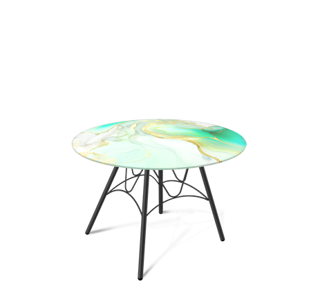 Круглый столик SHT-S100 / SHT-TT32 60 стекло/МДФ (лазурно голубой/черный муар) во Владивостоке - изображение