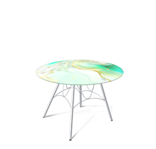 Круглый столик SHT-S100 / SHT-TT32 60 стекло/МДФ (лазурно голубой/хром лак) во Владивостоке - предосмотр
