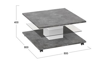Квадратный столик Diamond тип 1 (Белый/Ателье темный глянец) в Артеме - предосмотр 2