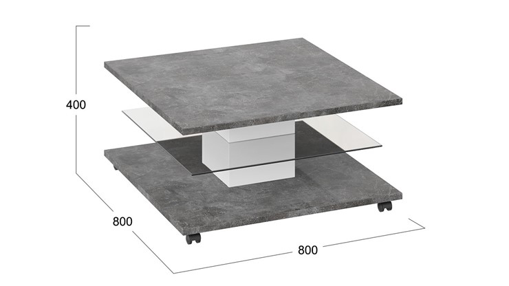 Квадратный столик Diamond тип 1 (Белый/Ателье темный глянец) в Артеме - изображение 2