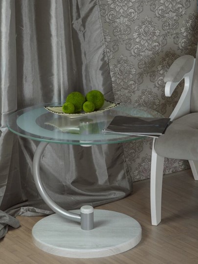 Стеклянный столик Дуэт 13Н (металлик-дуб дымчатый-прозр) во Владивостоке - изображение 6