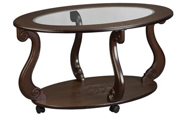 Стеклянный столик Овация-С, на колесах, темно-коричневый в Находке