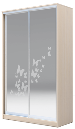 Шкаф 2-х дверный 2200х1362х620 два зеркала, "Бабочки" ХИТ 22-14-66-05 Дуб Млечный во Владивостоке - изображение