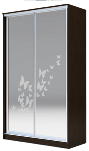 Шкаф 2-х створчатый 2300х1682х420 два зеркала, "Бабочки" ХИТ 23-4-17-66-05 Венге Аруба в Уссурийске