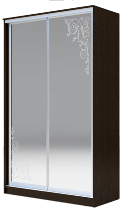 Шкаф-купе 2-х створчатый 2200х1682х420 два зеркала, "Орнамент" ХИТ 22-4-17-66-09 Венге Аруба во Владивостоке - изображение