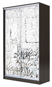Шкаф 2-х дверный 2200х1500х420 два зеркала, "Листья" ХИТ 22-4-15-66-17 Венге во Владивостоке - предосмотр