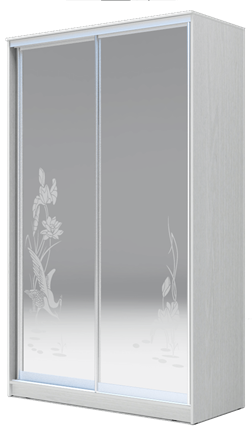 Шкаф 2-х дверный 2300х1500х420 два зеркала, "Цапли" ХИТ 23-4-15-66-01 Белая шагрень во Владивостоке - изображение