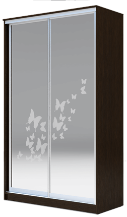 Шкаф-купе 2-х створчатый 2200х1500х620 два зеркала, "Бабочки" ХИТ 22-15-66-05 Венге Аруба во Владивостоке - изображение