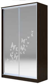 Шкаф 2-х дверный 2300х1500х420 два зеркала, "Бабочки" ХИТ 23-4-15-66-05 Венге Аруба во Владивостоке - предосмотр