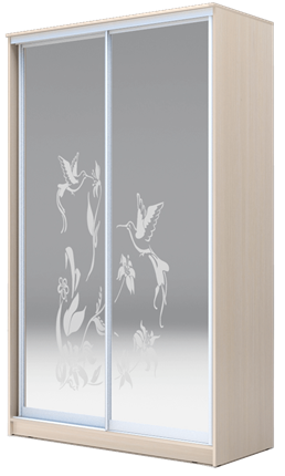 Шкаф 2-х дверный 2400х1682х620 два зеркала, "Колибри" ХИТ 24-17-66-03 Дуб Млечный во Владивостоке - изображение