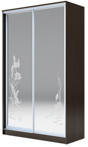 Шкаф 2-х дверный 2400х1500х620 два зеркала, "Цапли" ХИТ 24-15-66-01 Венге Аруба во Владивостоке - предосмотр